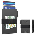 Slim Alu Card Holder for Men, Durable Expandable Backplate, RFID Blocking Minimalist Metal Pop Up Wallet, Holds 14+ Cards & Cash